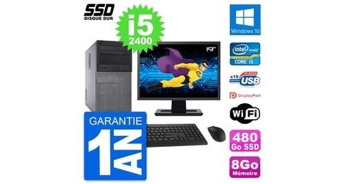 Pc tour dell 790 mt ecran 19"" intel i5-2400 ram 8go ssd 480go windows 10 wifi État correct - N/A reconditionné disponible sur Fnac