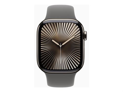 Apple Watch Series 10 (GPS + Cellular) - 42 mm - titanium naturel - montre intelligente avec bande sport - fluoroélastomère - gris acier - taille du bracelet : M/L - 64 Go - LTE, Wi-Fi 4, UWB, Bluetooth - 4G - 34.4 g État correct - N/A reconditionné disponible sur Fnac