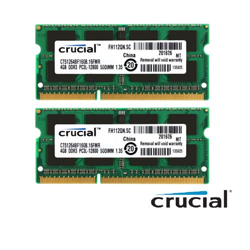 Crucial - DDR3L - kit - 8 Go: 2 x 4 Go - SO DIMM 204 broches - 1600 MHz / PC3-12800 - CL11 - 1.35 V - mémoire sans tampon - non ECC État correct - Crucial reconditionné disponible sur Fnac