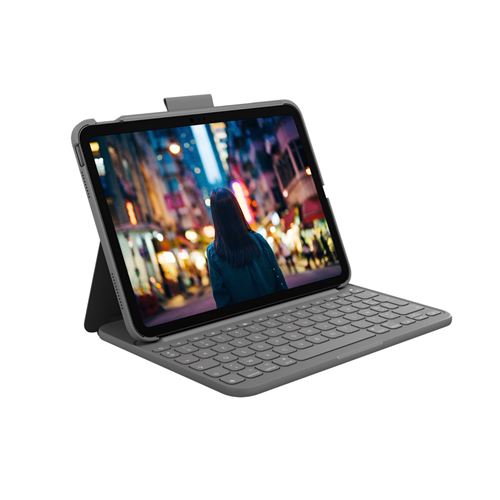 Etui clavier intégré Logitech Slim Folio Gris pour iPad 10e génération et A16 État correct - Logitech reconditionné disponible sur Fnac