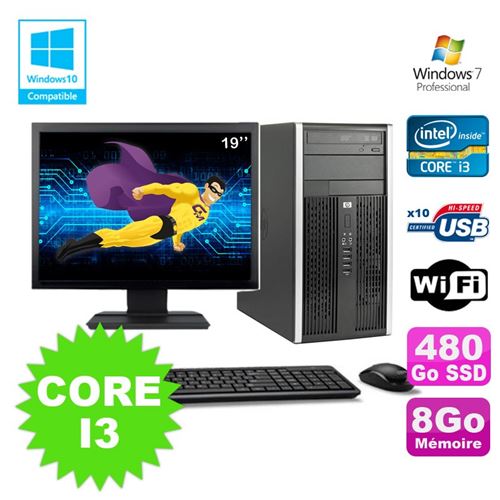 Pc tour hp pro 6200 core i3 3.1ghz 8go 480go ssd graveur wifi w7 ecran 19' État correct - Hewlett-Packard reconditionné disponible sur Fnac