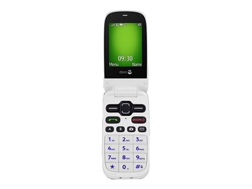 DORO PhoneEasy 621 - 3G téléphone de service - microSD slot - 320 x 240 pixels - rear camera 2 MP - blanc, bordeaux État correct - Doro reconditionné disponible sur Fnac