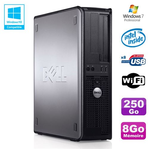 Pc dell optiplex 780 dt intel e5200 2,5ghz 8go disque 250go wifi win 7 pro État correct - Dell reconditionné disponible sur Fnac