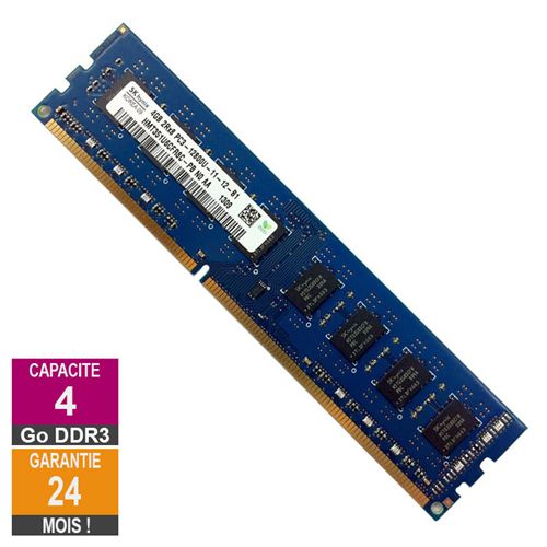 Barrette Mémoire 4Go RAM DDR3 Hynix HMT351U6CFR8C-PB PC3-12800U 1600MHz 2Rx8 État correct - SK Hynix reconditionné disponible sur Fnac