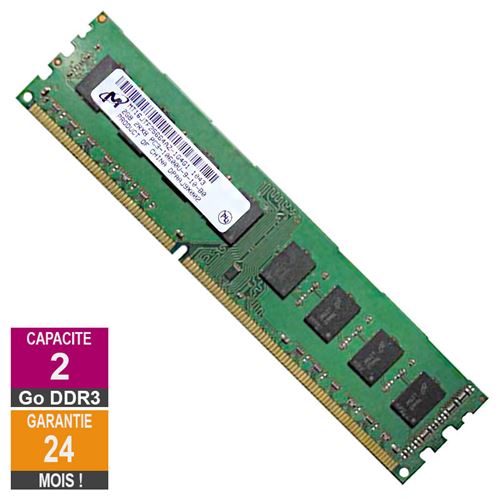 Barrette Mémoire 2Go RAM DDR3 Micron MT16JTF25664AZ-1G4G1 PC3-10600U 1333MHz 2Rx8 État correct - Micron reconditionné disponible sur Fnac
