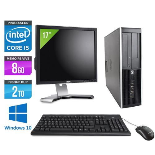 Pc HP Elite 8200 SFF + Ecran 17'' - Noir - Intel Core i5-2400 / 3.10 GHz - RAM 8 Go - HDD 2 To - DVD - Gigabit Ethernet - Windows 10 Professionnel État correct - Hewlett-Packard reconditionné disponible sur Fnac
