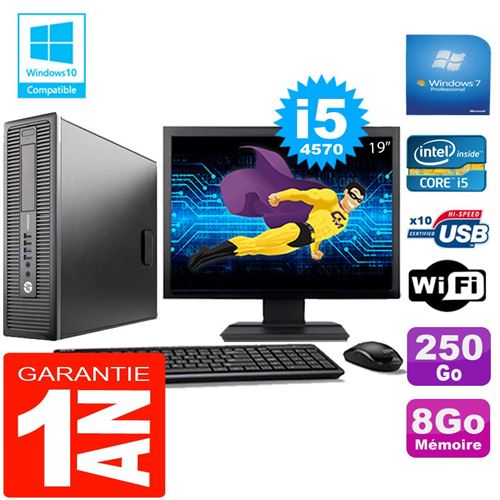 Pc hp elitedesk 800 g1 sff core i5-4570 8go disque 250 go wifi w7 ecran 19' État correct - Hewlett-Packard reconditionné disponible sur Fnac