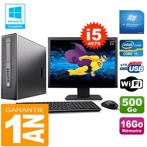 Pc hp elitedesk 800 g1 sff core i5-4570 16go disque 500 go wifi w7 ecran 22' État correct - Hewlett-Packard reconditionné disponible sur Fnac