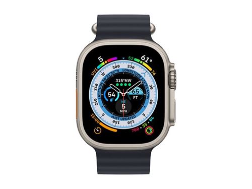 Apple Watch Ultra - 49 mm - titane - Oui montre intelligente avec Bracelet Océan - fluoroélastomère - minuit - taille du poignet : 130-200 mm - 32 Go - Wi-Fi, LTE, UWB, Bluetooth - 4G - 61.3 g État correct - N/A reconditionné disponible sur Fnac
