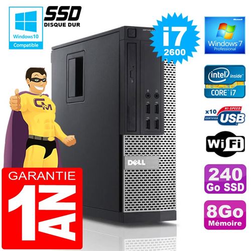 Pc dell 990 sff core i7-2600 ram 8go disque 240 go ssd wifi w7 État correct - Dell reconditionné disponible sur Fnac