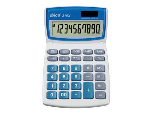 Rexel Ibico 210X - Calculatrice de bureau - 10 chiffres - panneau solaire, pile - blanc, bleu État correct - N/A reconditionné disponible sur Fnac