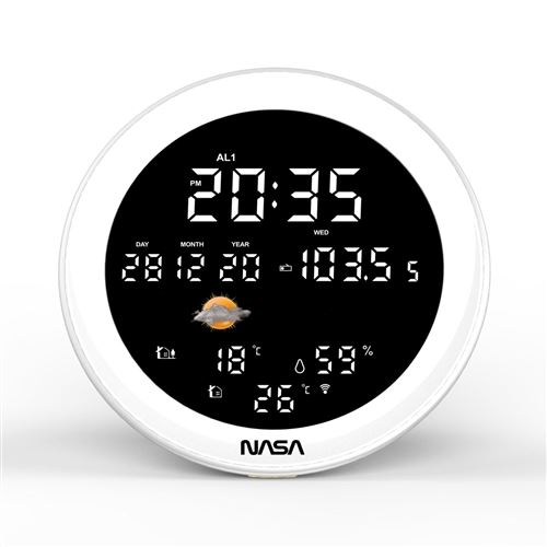 Station météo et enceinte Bluetooth Nasa WSP1700 avec radio-réveil Bois État correct - NASA reconditionné disponible sur Fnac