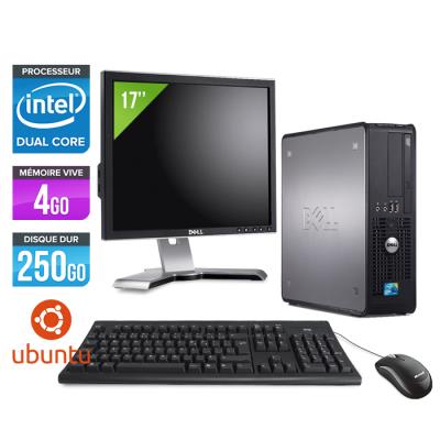 Ordinateur Dell Optiplex 380 SFF + Ecran 17'' - Gris - Intel Celeron E3300 / 2.50 GHz - RAM 4 Go - HDD 250 Go - DVD - Gigabit Ethernet - Linux - Ubuntu État correct - Dell reconditionné disponible sur Fnac
