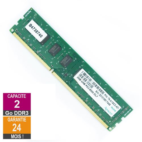Barrette Mémoire 2Go RAM DDR3 Apacer 78.A1GC3.421 DIMM PC3-8500U État correct - Apacer reconditionné disponible sur Fnac