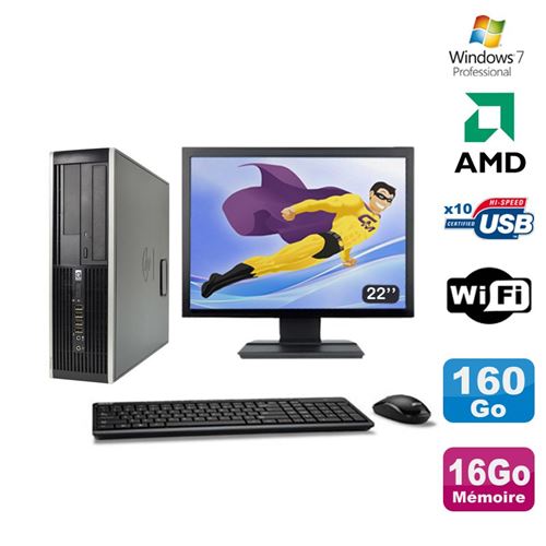 Pc hp compaq 6005 pro sff amd 3ghz 16go 160go graveur wifi win 7 pro 22' État correct - Hewlett-Packard reconditionné disponible sur Fnac
