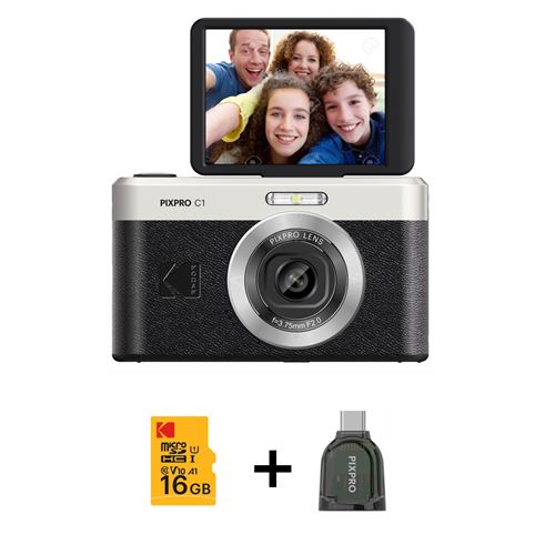 Kodak Pixpro C1 - Appareil photo numerique, avec carte micro SD 16 Go et lecteur de carte TF - Noir État correct - N/A reconditionné disponible sur Fnac