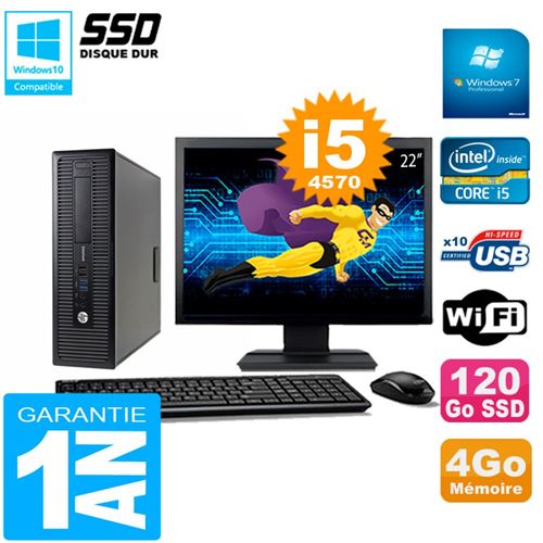 Pc hp elitedesk 800 g1 sff ecran 22' core i5-4570 4go disque 120 go ssd wifi w7 État correct - Hewlett-Packard reconditionné disponible sur Fnac