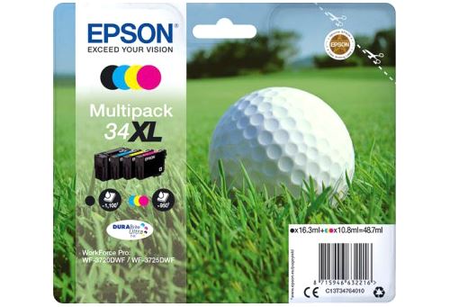 Epson 34XL - Pack de 4 - XL - noir, jaune, cyan, magenta - original - blister - cartouche d'encre - pour WorkForce Pro WF-3720, WF-3720DWF, WF-3725DWF État correct - Epson reconditionné disponible sur Fnac
