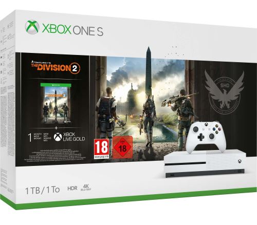 Pack Microsoft Console Xbox One S 1 To + Tom Clancy's the Division 2 + Xbox Live Gold 1 mois + Xbox Game Pass 1 mois État correct - Microsoft reconditionné disponible sur Fnac