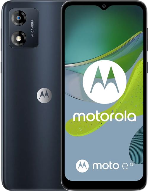 Motorola Moto E13 - 4G smartphone - double SIM - RAM 2 Go / Mémoire interne 64 Go - microSD slot - Écran LCD - 6.5"" - 1600 x 720 pixels (60 Hz) - rear camera 13 MP - front camera 5 MP - noir cosmique