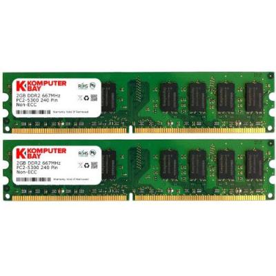 Komputerbay Mémoire Ram Lot De 2 Barrettes De Mémoire Vive 240 Broches Pc2 5300 Ddr2 Dimm 667 Mhz 2 X 2 Go État correct - KomputerBay reconditionné disponible sur Fnac
