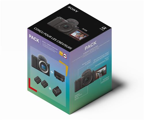 Pack Fnac Appareil photo hybride Vlogging Sony ZV-E10 + E PZ 16-50mm f/3,5-5,6 OSS II + 2ème batterie + Chargeur de batterie État correct - Sony reconditionné disponible sur Fnac