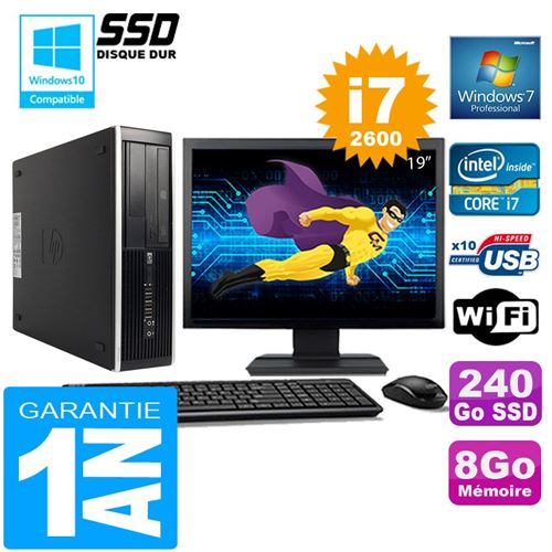 Pc hp compaq 8300 sff core i7-2600 ram 8go disque 240 go ssd wifi w7 ecran 19' État correct - Hewlett-Packard reconditionné disponible sur Fnac