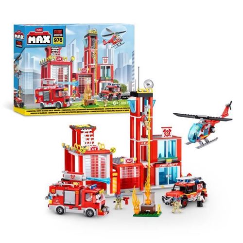 Set de construction - Fire Station Large - Crée Une Caserne de Pompiers avec Véhicules et Accessoires - 976 pièces État correct - N/A reconditionné disponible sur Fnac
