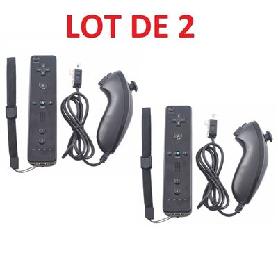 2 X Télécommande Wiimote + Nunchuck pour Nintendo Wii et Wii U - Noir - Straße Game ® État correct - Straße Game reconditionné disponible sur Fnac