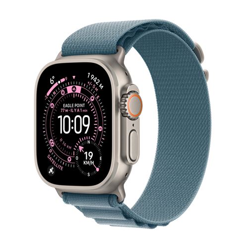 Apple Watch Ultra 3 GPS + Cellular 49mm Boitier en Titane Naturel avec Boucle Alpine bleu clair Medium État correct - Apple reconditionné disponible sur Fnac