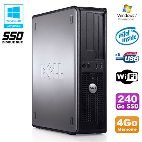 Pc dell optiplex 780 dt intel e7500 2.93ghz 4go 240go ssd wifi win 7 pro État correct - Dell reconditionné disponible sur Fnac