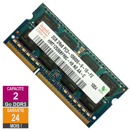 Acheter Barrette Mémoire 2Go RAM DDR3 Hynix HMT125S6BFR8C-H9 SO-DIMM PC3-10600 1333MHz 2Rx8 État correct - 14,21 € Barrette Mémoire 2Go RAM DDR3 Hynix HMT125S6BFR8C-H9 SO-DIMM PC3-10600 1333MHz 2Rx8 État correct - SK Hynix reconditionné disponible sur Fnac