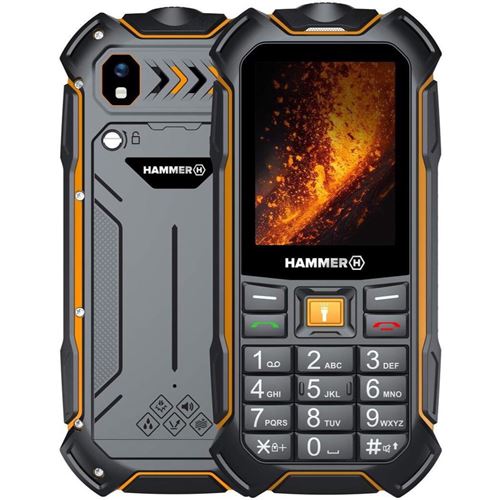 HAMMER Boost 2 - 4G téléphone de service - double SIM - RAM 64 Mo / Mémoire interne 128 Mo - microSD slot - Écran LCD - 320 x 240 pixels - rear camera 2 MP - noir et orange État correct - Hammer (note : la casse n'a pas d'importance reconditionné disponible sur Fnac