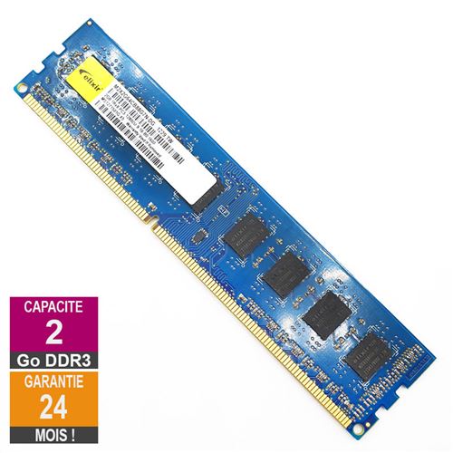 Barrette Mémoire 2Go RAM DDR3 Elixir M2X2G64CB88G7N-DG DIMM PC3-12800U 1Rx8 État correct - N/A reconditionné disponible sur Fnac