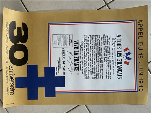Acheter General De Gaule - Appel du 18 juin 1940 - 40x59cm - Affiche État correct - 29,99 € General De Gaule - Appel du 18 juin 1940 - 40x59cm - Affiche État correct - N/A reconditionné disponible sur Fnac