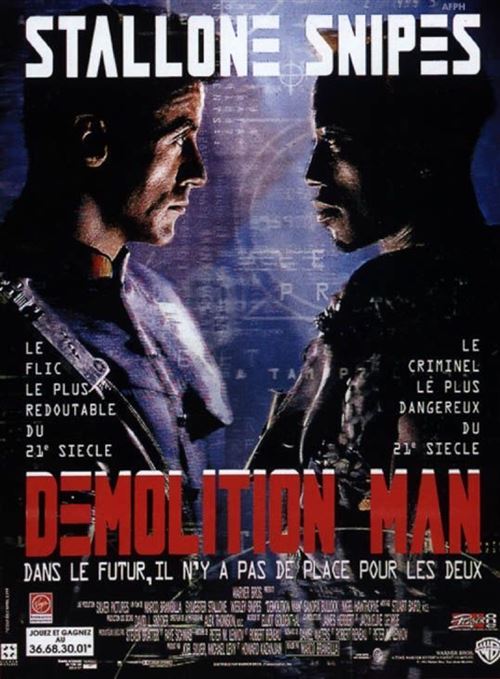 Affiche de Cinéma Originale - Demolition Man - 1994 - Sylvester Stallone, Wesley Snipes - 120x160cm État correct - N/A reconditionné disponible sur Fnac