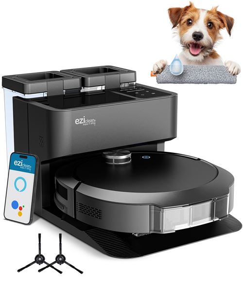 Aspirateur robot laveur connecté avec base de vidage Eziclean® All-in-one Z10 Plus Noir État correct - Eziclean reconditionné disponible sur Fnac