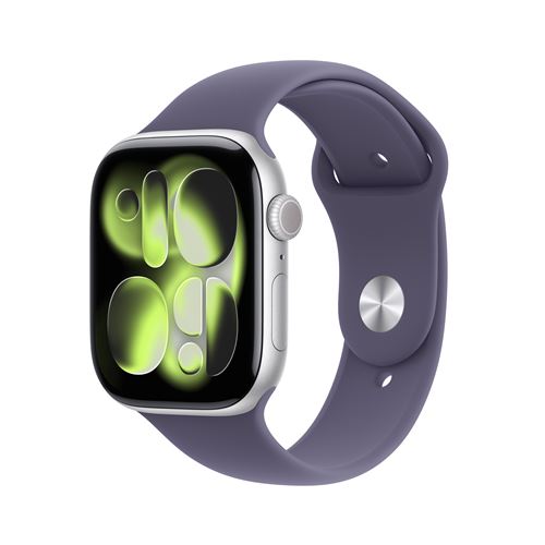 Apple Watch Series 11 GPS 46mm Boitier en Aluminium Argent avec Bracelet Sport Brume Violette - S/M État correct - Apple reconditionné disponible sur Fnac