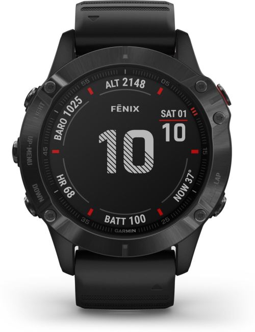 Garmin fenix 6 Pro - 47 mm - noir - montre de sport avec bande - silicone - noir - taille du poignet : 125-208 mm - affichage 1.3"" - 32 Go - Bluetooth, Wi-Fi, ANT+ - 60 g État correct - Garmin reconditionné disponible sur Fnac