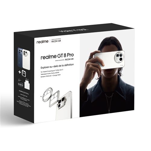 Pack Smartphone Realme GT8 Pro 6,79"" 5G Double nano SIM 512 Go Urban Blue + Kit déco Bleu + Chargeur 120 W Blanc + Ecouteurs Buds Clip Noir État correct -  reconditionné disponible sur Fnac
