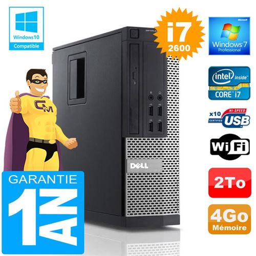 Pc dell 990 sff core i7-2600 ram 4go disque 2 to wifi w7 État correct - Dell reconditionné disponible sur Fnac