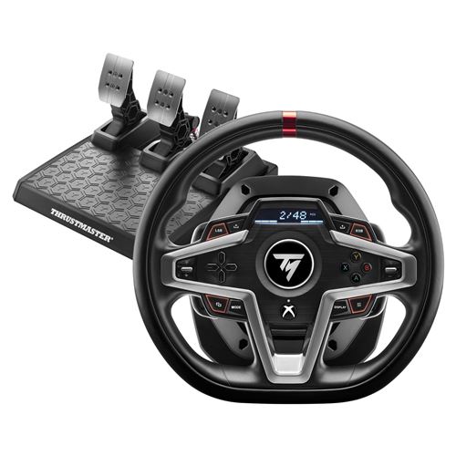 Volant de course Thrustmaster T248 Noir et Gris + Pédales magnétiques T3PM pour PC et Xbox État correct - Thrustmaster reconditionné disponible sur Fnac