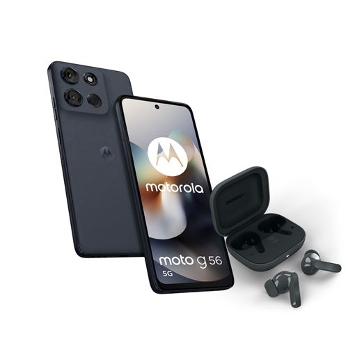 Pack Smartphone Motorola G56 6,72"" Double SIM 256 Go Black Oyster + Ecouteurs Motorola Buds Bass Dark shadow État correct - Motorola reconditionné disponible sur Fnac