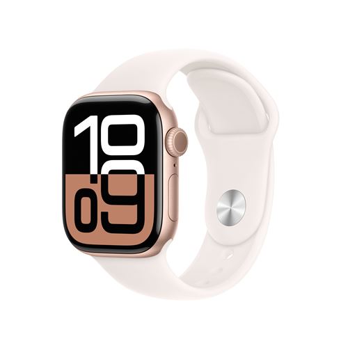 Apple Watch Series 10 GPS 42mm Boîtier en Aluminium Rose Gold avec Bracelet Sport Rose Tendre S/M État correct - Apple reconditionné disponible sur Fnac