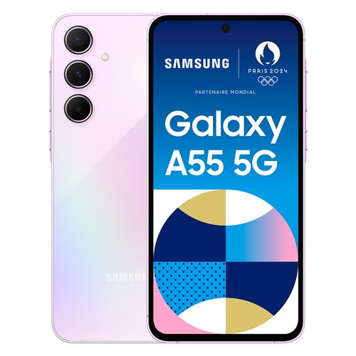 Smartphone Samsung Galaxy A55 6,6"" 5G Nano SIM 128 Go Lilas État correct - Samsung reconditionné disponible sur Fnac