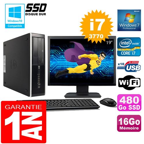 Pc hp compaq 8300 sff core i7-3770 ram 16go disque 480 go ssd wifi w7 ecran 19' État correct - Hewlett-Packard reconditionné disponible sur Fnac