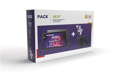 Pack Tablette Tactile Acer Iconia Tab P11 11"" Wi-Fi 128 Go Noir + Housse de protection + Ecouteurs sans fil État correct - Acer reconditionné disponible sur Fnac