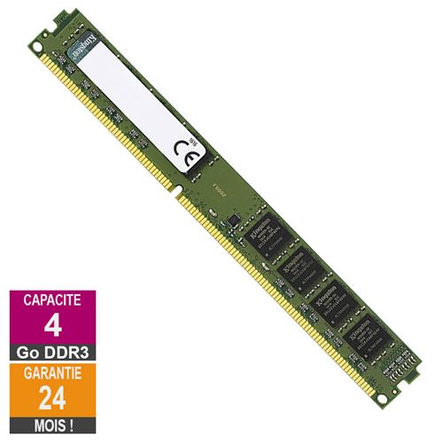 Barrette Mémoire 4Go RAM DDR3 Kingston KCP316NS8/4 DIMM PC3-12800U État correct - Kingston reconditionné disponible sur Fnac