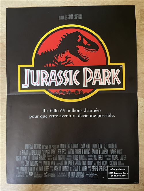 Affiche de Cinéma Originale - Jurassic park - 1993 - Steven Spielberg - 40x56cm État correct - N/A reconditionné disponible sur Fnac