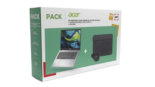 Pack PC portable Acer Aspire Go 15 AG15-31P-39JV 15,6"" Intel® Core™ i3 8 Go RAM 512 Go SSD Gris + Souris optique Acer sans fil + Housse État correct - Acer reconditionné disponible sur Fnac